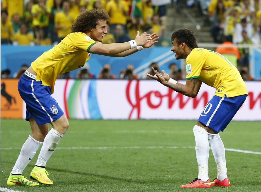 David Luiz (à gauche) et Neymar