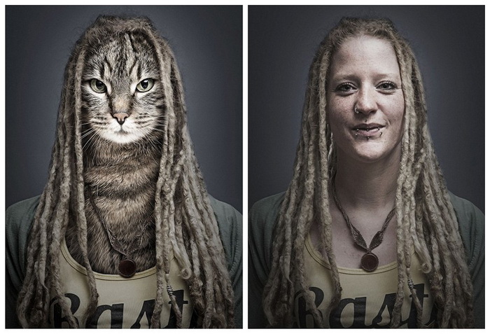 Des humains au visage de chat…