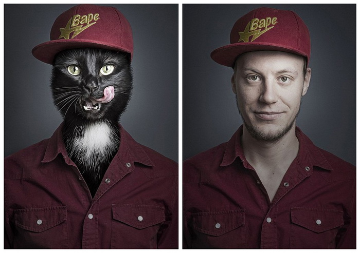 Des humains au visage de chat…