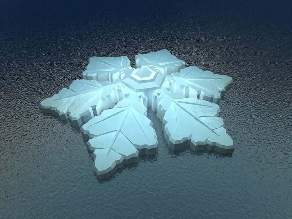 Un h?tel flottant en forme de flocon de neige dans le cercle arctique