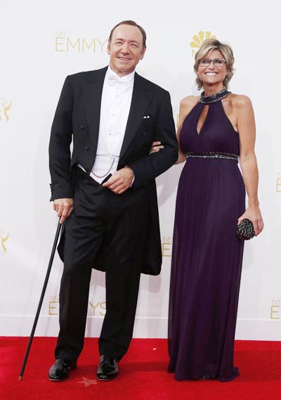 Kevin Spacey, acteur de la série "House of Cards" et Ashleigh Banfield, journaliste de CNN 