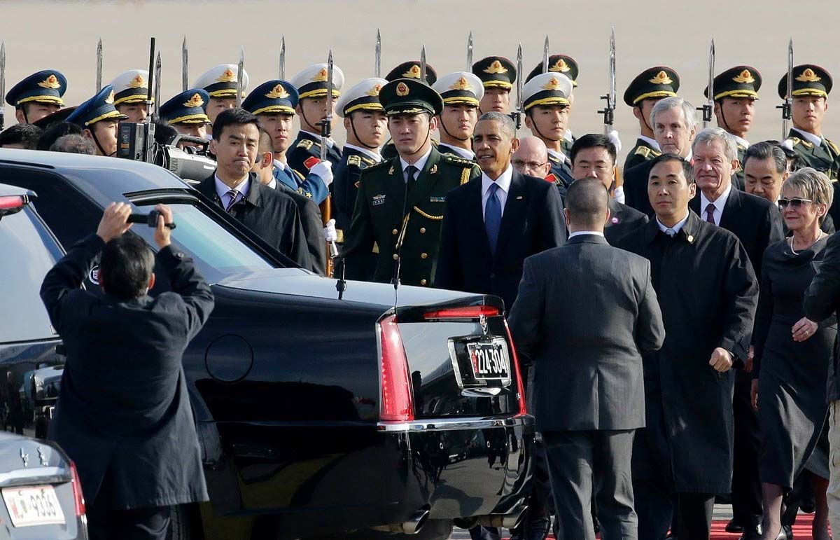 Arrivée de Barack Obama en Chine pour la réunion de l'APEC