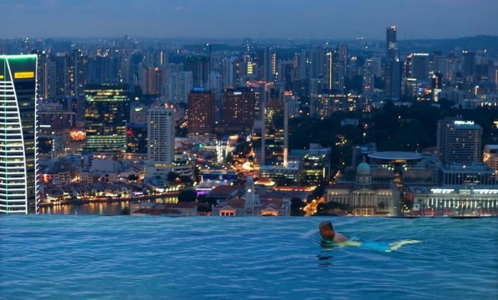 Infinity edge pool, H?tel Marina Bay Sands, Singapour