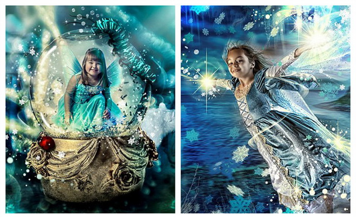 Izabella Mary Petty se trouve dans une balle de cristal (à gauche). Illiana Lidstone reprend le r?le de son film préféré ?Frozen?.