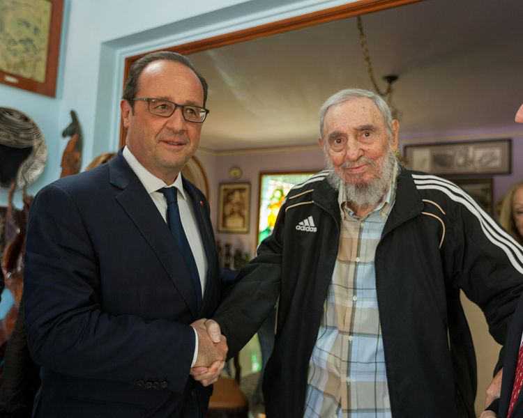 Rencontre entre Fran?ois Hollande et Fidel Castro à La Havane