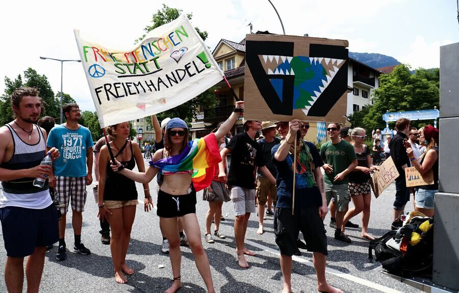 Marches de protestation à l'occasion du Sommet du G7 en Allemagne