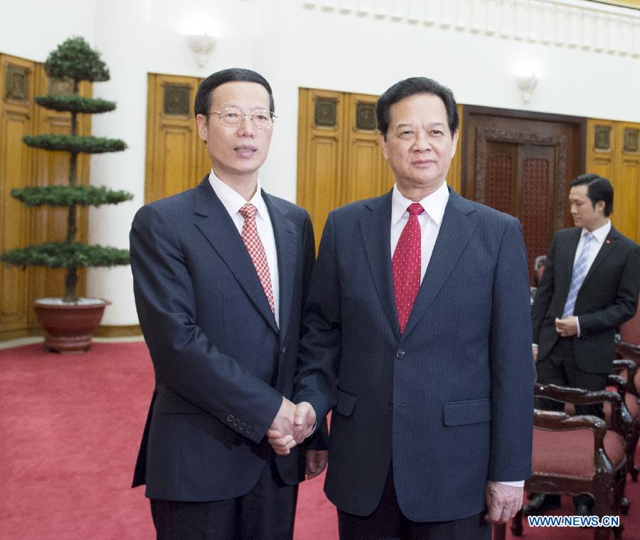 Rencontre entre le vice-Premier ministre chinois Zhang Gaoli et le secrétaire général du PCV Nguyen Phu Trong (Xinhua/Wang Ye)