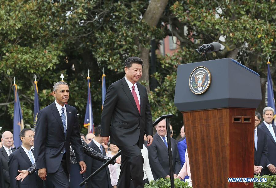 Début des entretiens entre MM. Xi et Obama à la Maison Blanche