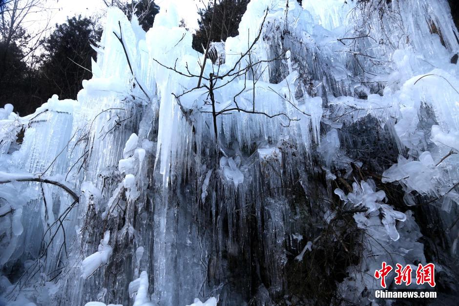 Magnifiques scènes de glace dans une vallée du Henan 