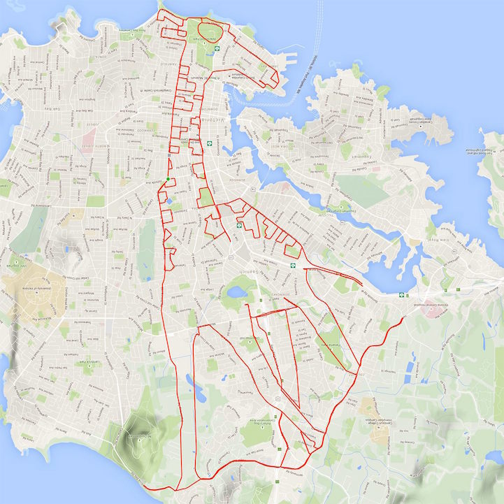Quelle imagination ! Un artiste canadien utilise ses parcours par GPS pour créer des dessins