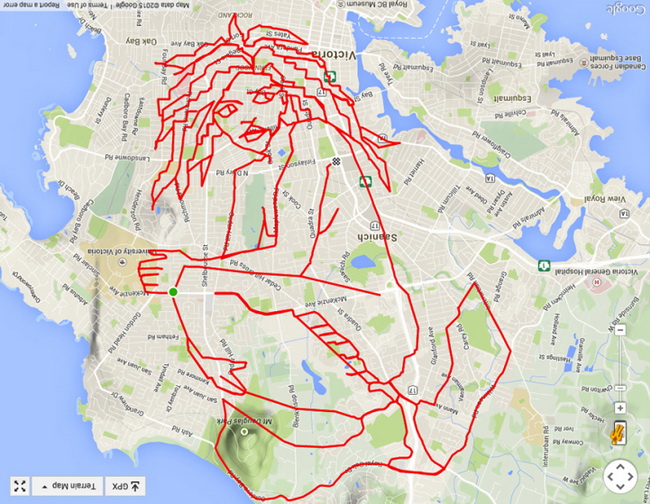 Quelle imagination ! Un artiste canadien utilise ses parcours par GPS pour créer des dessins
