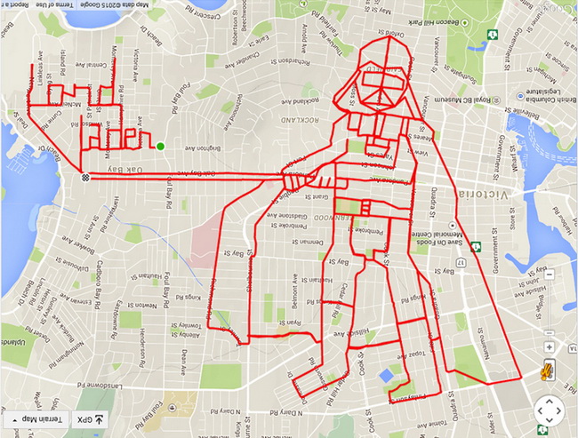 Quelle imagination ! Un artiste canadien utilise ses parcours par GPS pour créer des dessins