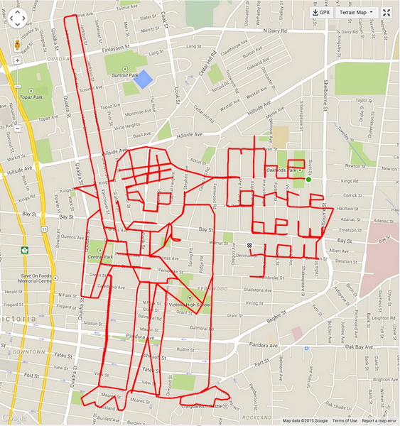 Quelle imagination ! Un artiste canadien utilise ses parcours par GPS pour créer des dessins