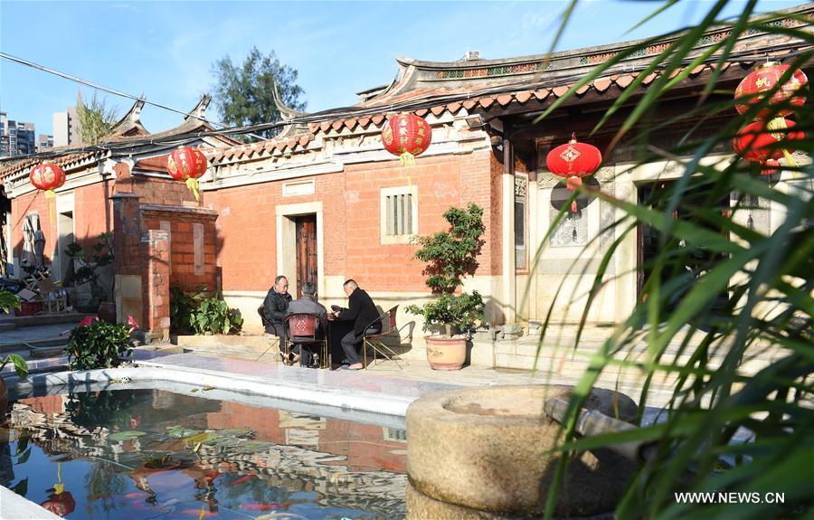 Vue aérienne d'un quartier traditionnel dans le sud de la Chine