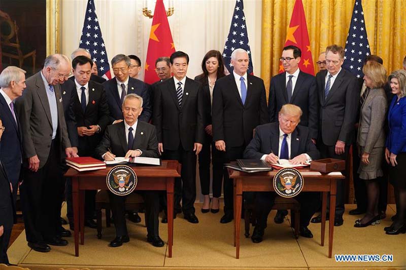 La Chine et les Etats-Unis signent l'accord commercial de phase un