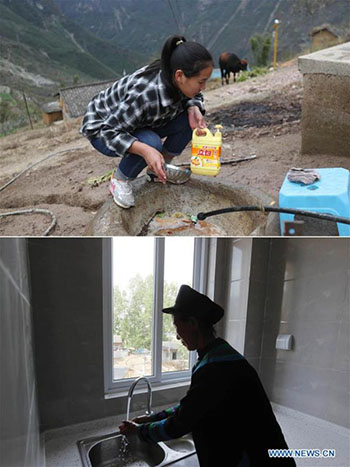 Des villageois déplacés quittent la pauvreté au sommet de la falaise