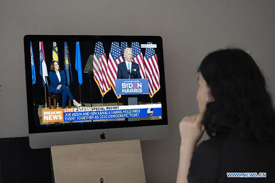 Joe Biden et Kamala Harris font leur première apparition publique en tant que colistiers