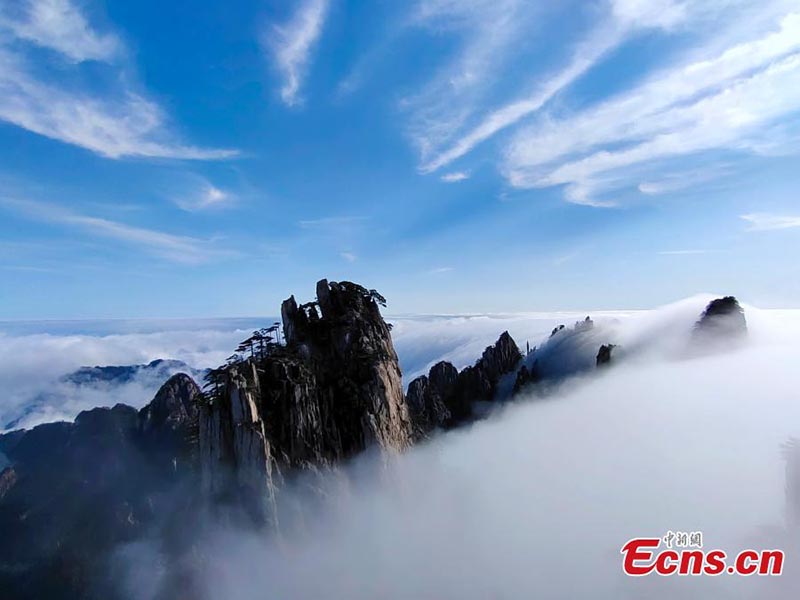 Paysage de mer de nuages sur les monts Huangshan
