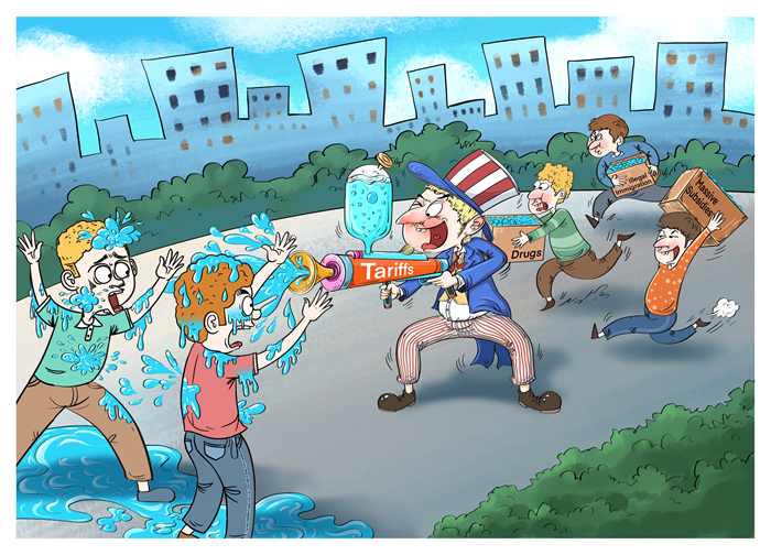 Commentaire illustré de l'usage imprudent du ? baton des droits de douane ? par les états-Unis : ? dans la panade ?