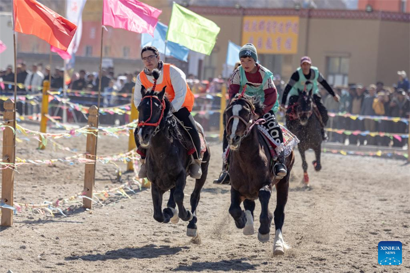 Xinjiang : une jeune cavalière galope sur le plateau du Pamir