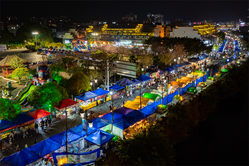 Guangxi : les marchés ruraux dynamisent l'économie nocturne rurale à Mengshan