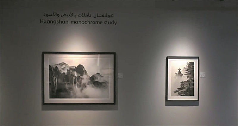 Photo mettant en vedette les Montagnes Jaunes, également connues sous le nom de monts Huangshan, par le photographe fran?ais Nicolas Cornet lors d'une exposition aux émirats arabes unis en février. (Photo / Xinhua)