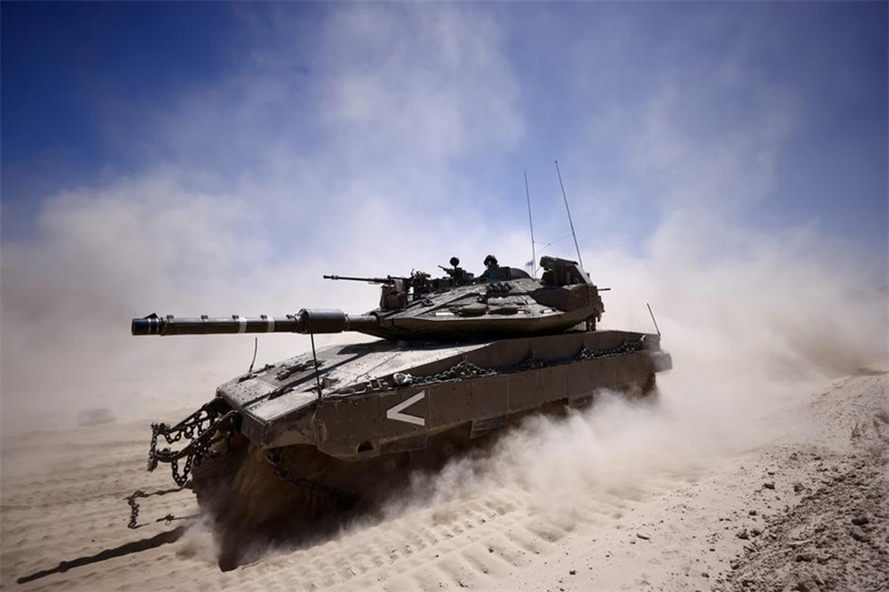 Un char israélien près de la frontière sud d'Isra?l avec Gaza, le 20 mai 2025. (Xinhua/Jamal Awad)