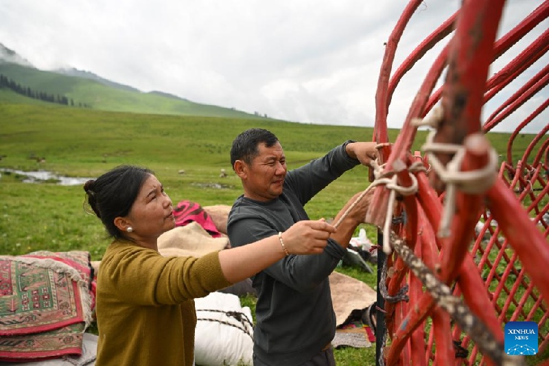 Xinjiang : ?la transhumance d'été d'un berger et de son troupeau