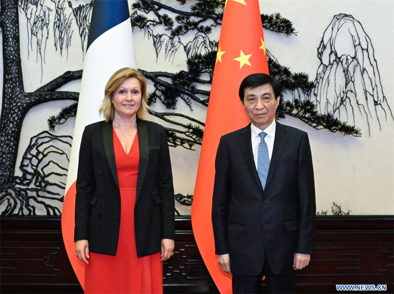 Le plus haut conseiller politique chinois rencontre la présidente de l'Assemblée nationale fran?aise