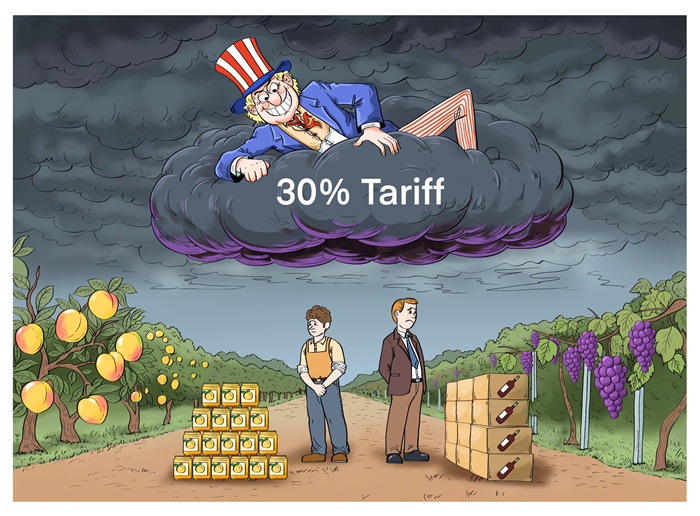 Commentaire illustré de l'imposition de droits de douane à l'Union européenne par les états-Unis : ? la tempête arrive ?