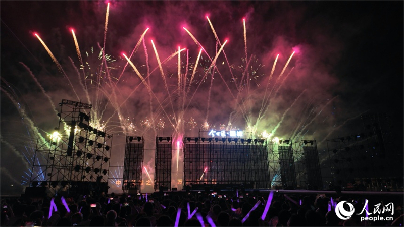 Jiangxi : les feux d'artifice illuminent le marché culturel et touristique à Wanzai