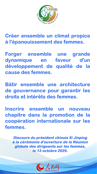 Les points saillants du discours du président chinois Xi Jinping à la cérémonie d'ouverture de la Réunion globale des dirigeants sur les femmes