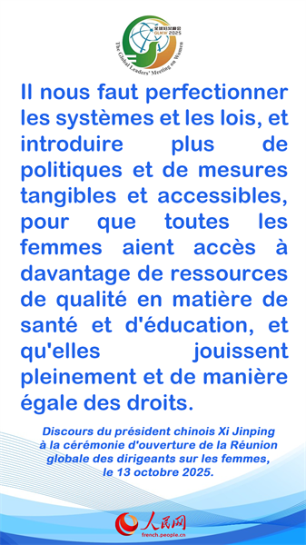 Les points saillants du discours du président chinois Xi Jinping à la cérémonie d'ouverture de la Réunion globale des dirigeants sur les femmes