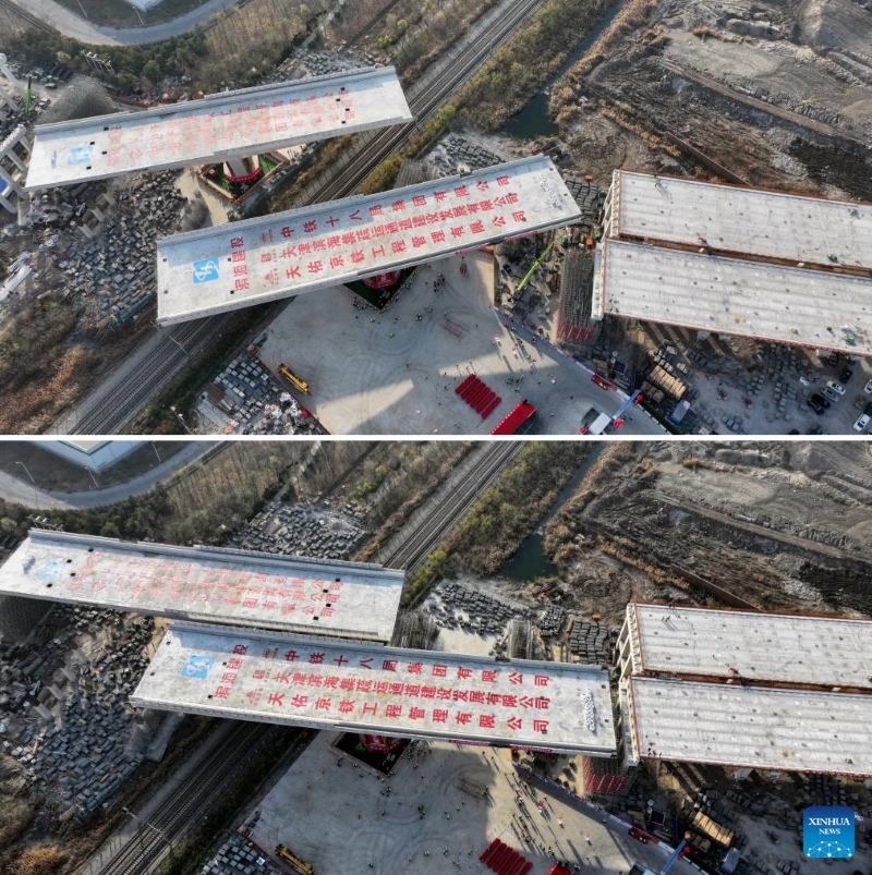 Tianjin?: rotation complète réussie des ponts pivotants jumeaux de l'autoroute Xinggang